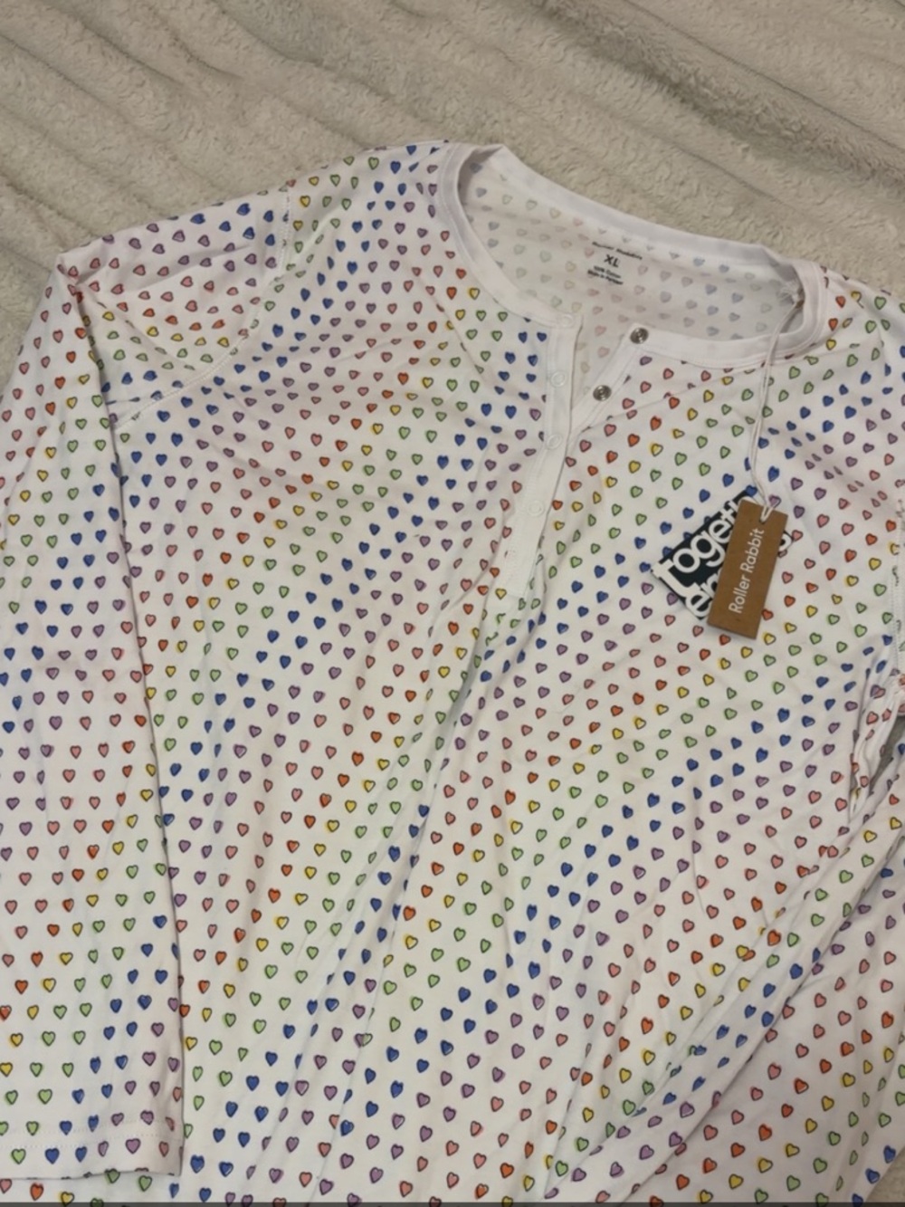 Roller Rabbit Women's Pajama Top - Rainbow Heart Print NWT Women’s XL